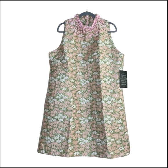 Tuckernuck Maude Sequin Floral Mini Dress XXXL NWT Pink Green Sleeveless - Picture 7 of 13